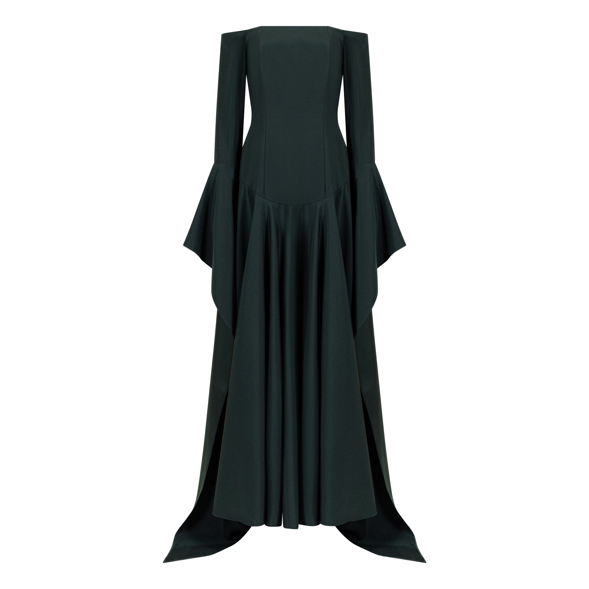 Off-Shoulder Statement Sleeve Crepe Gown
