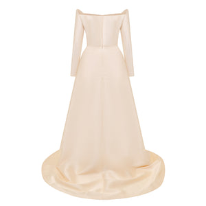 Strapless Gown with Satin Cape