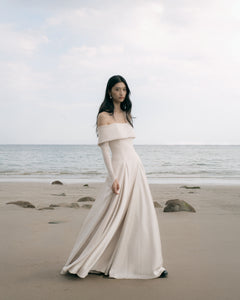 beige crepe dress Reiss