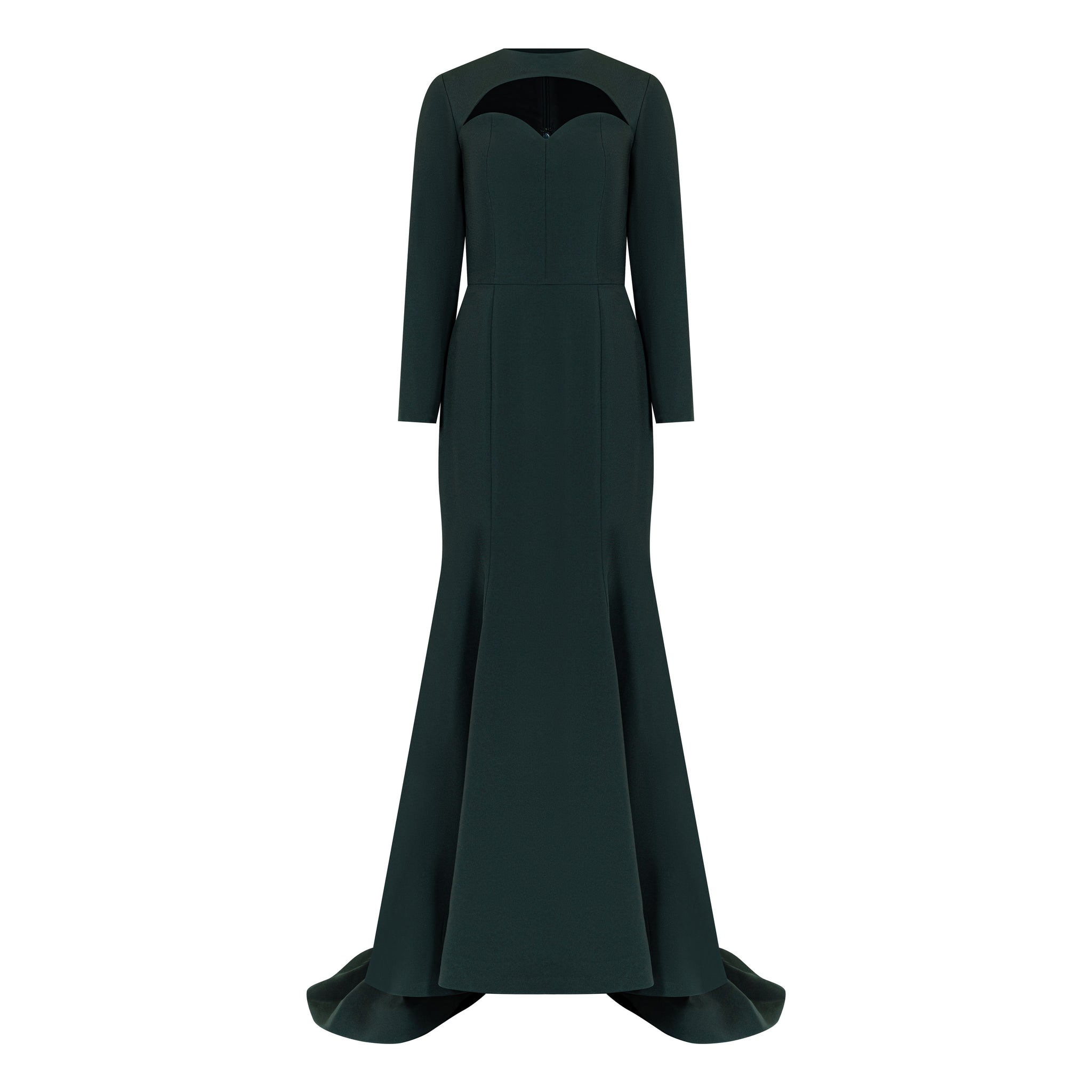 Long Sleeve Mermaid Gown With Keyhole Neckline