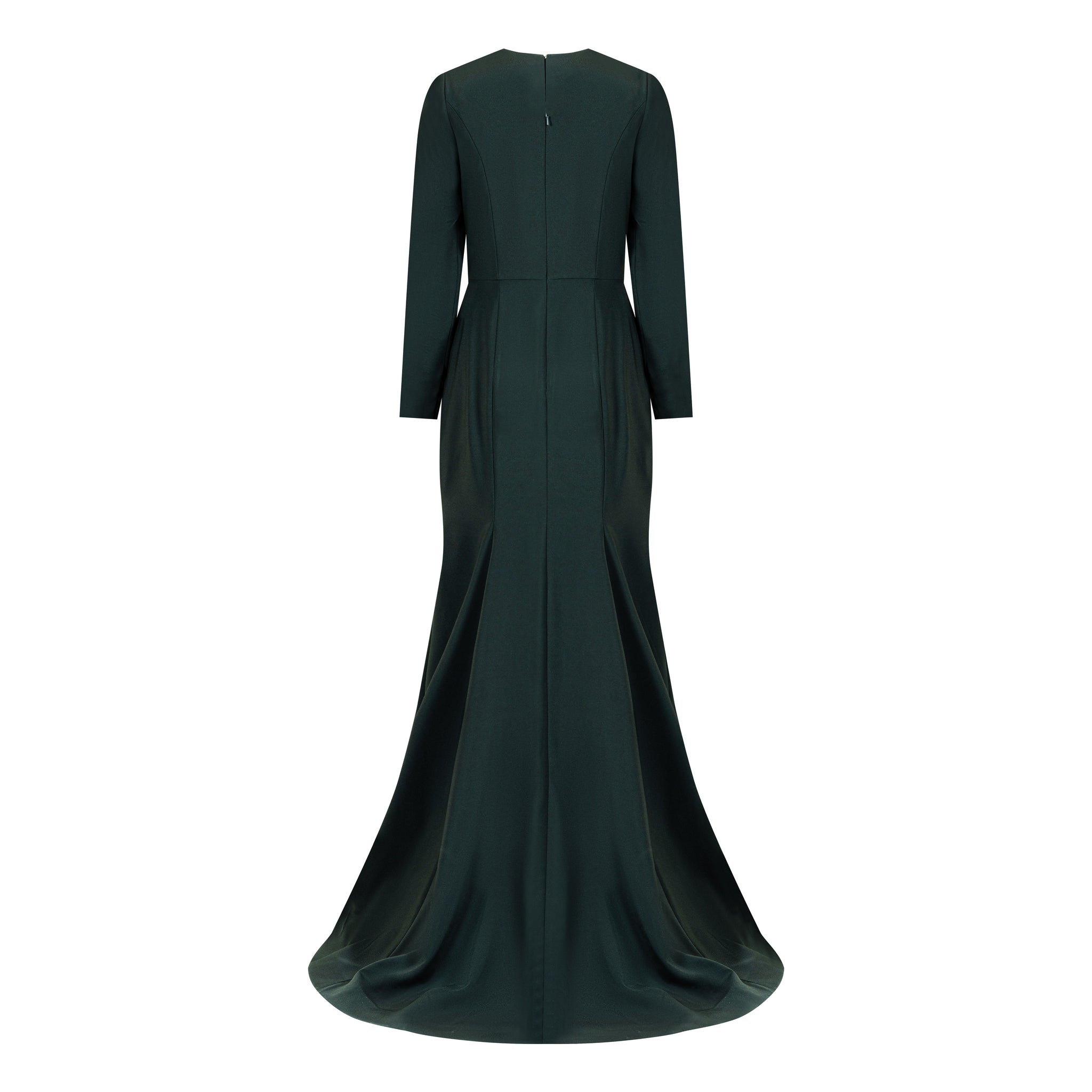 Long Sleeve Mermaid Gown With Keyhole Neckline