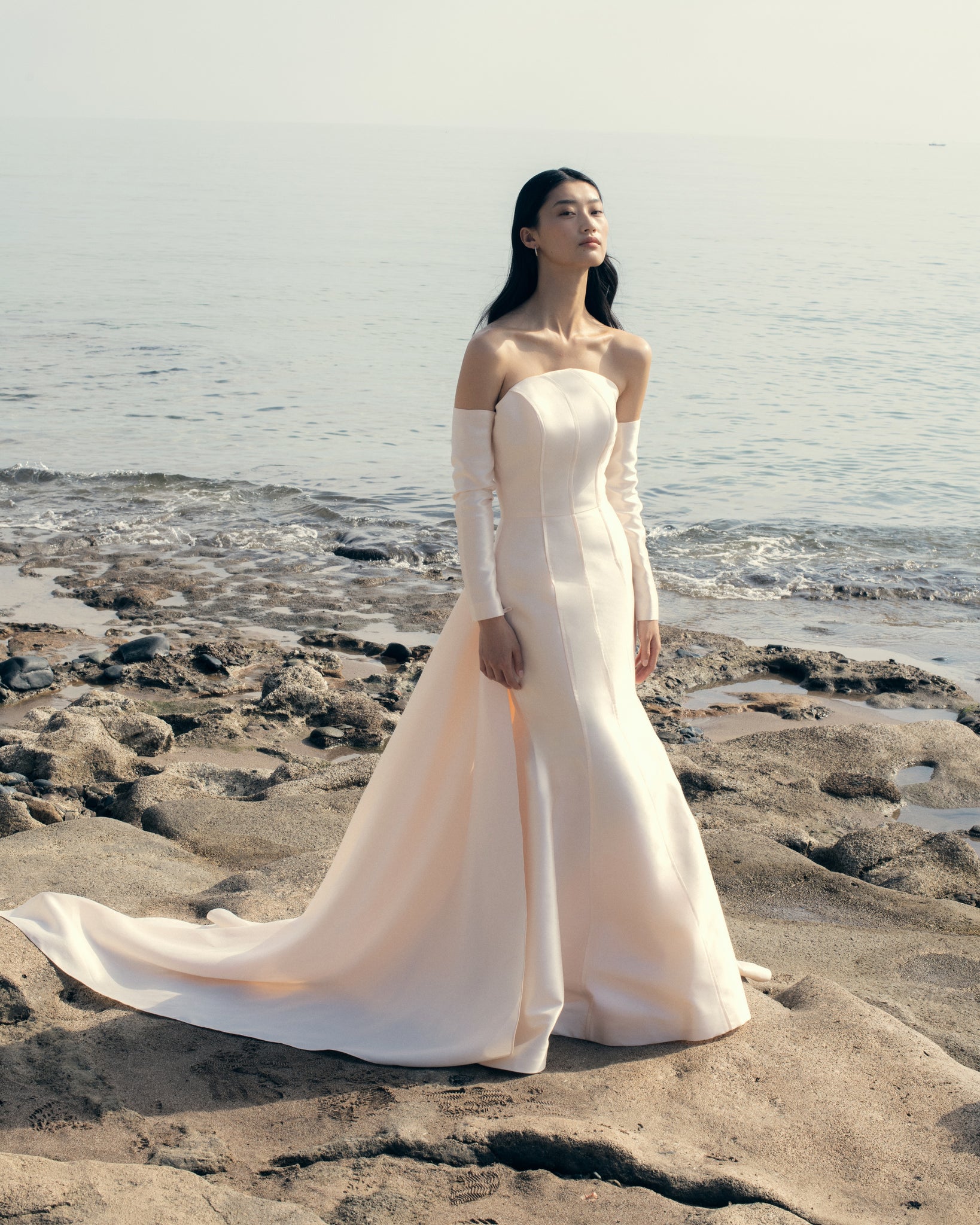 Off Shoulder Mermaid Gown and Asymmetric Train Bazza Alzouman Off Shoulder Mermaid Gown and Asymmetric Train Bazza Alzouman