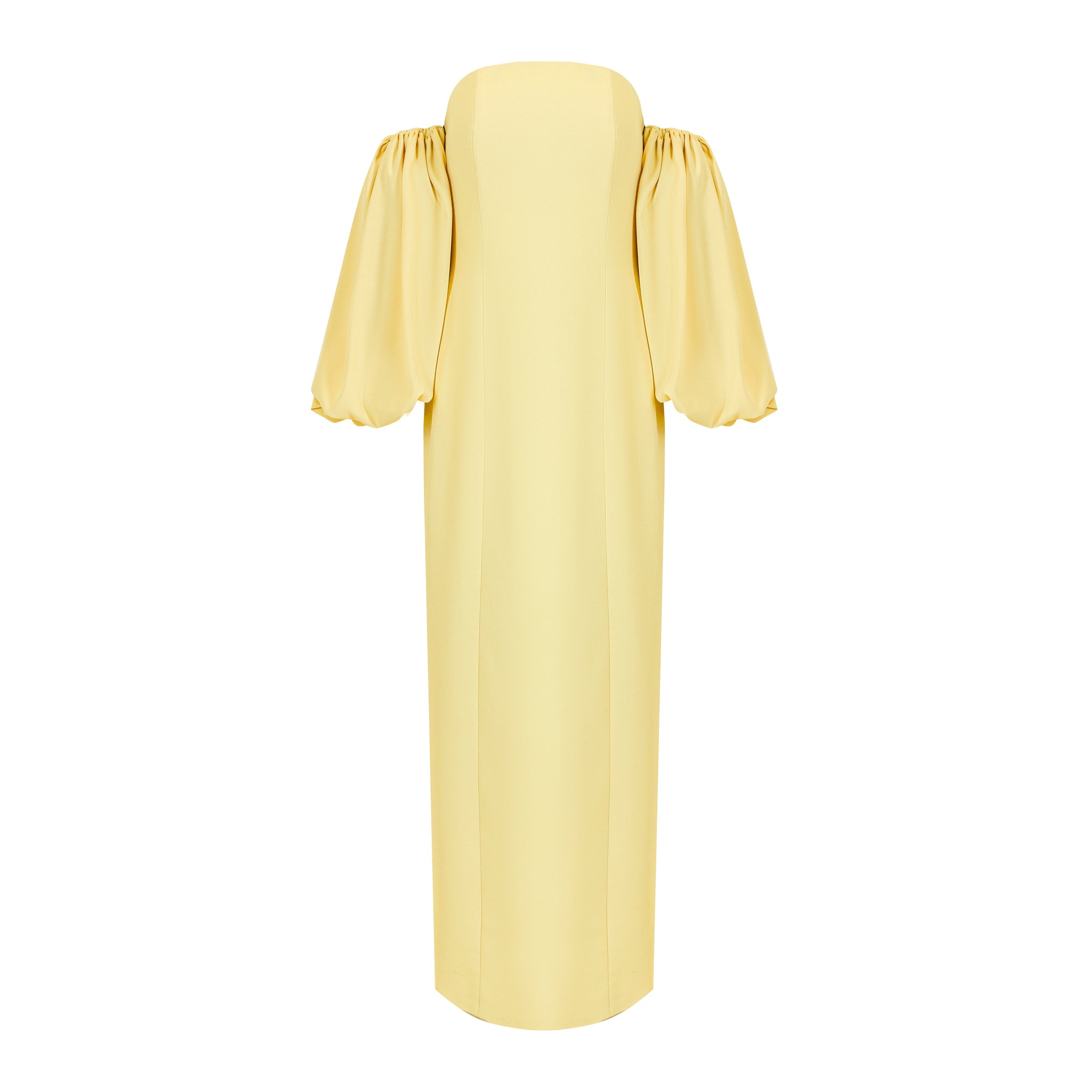 Off-Shoulder Crepe Skinny Gown With Balloon Sleeve
