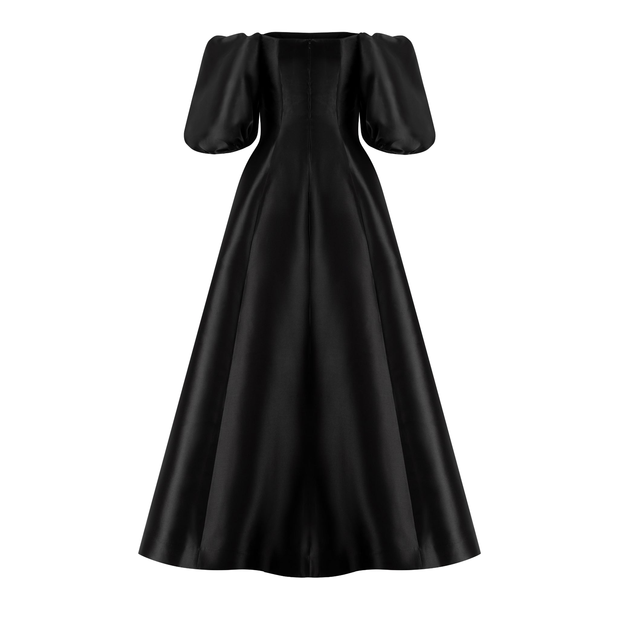 Off-shoulder Puff Sleeve A line Mikado Gown