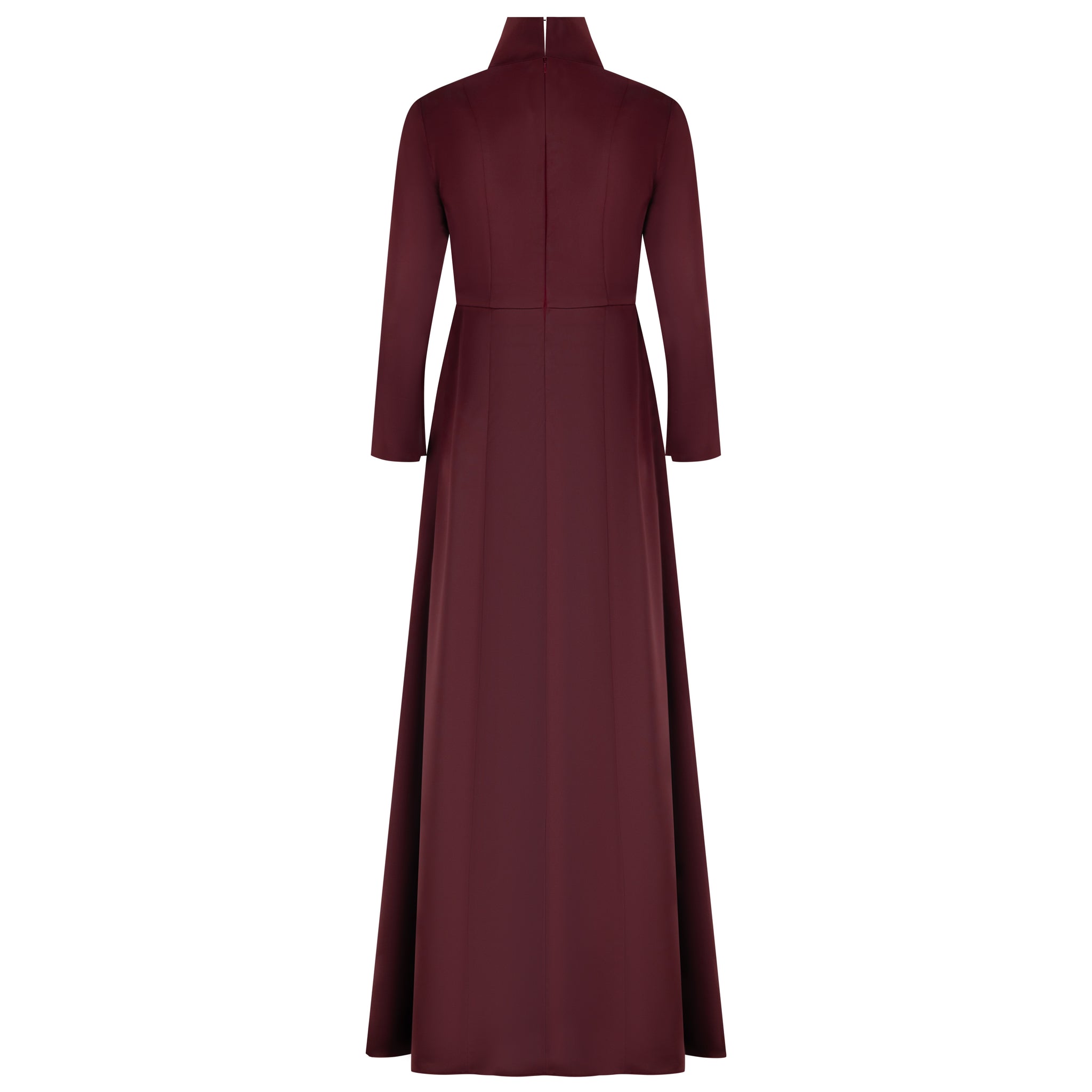 Long Sleeve Collared Wrap A Line Gown