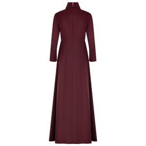 Long Sleeve Collared Wrap A Line Gown