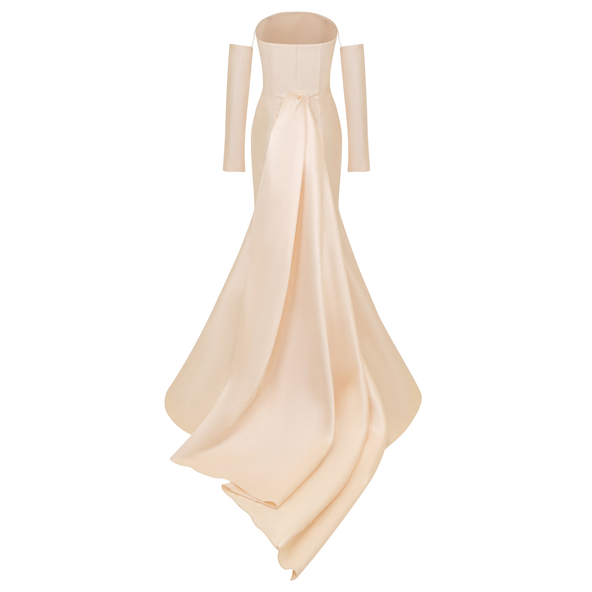 Off Shoulder Mermaid Gown and Asymmetric Train