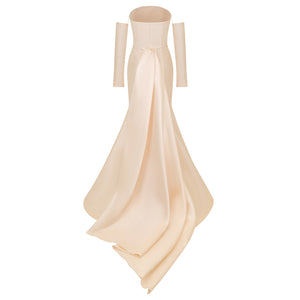 Off Shoulder Mermaid Gown and Asymmetric Train