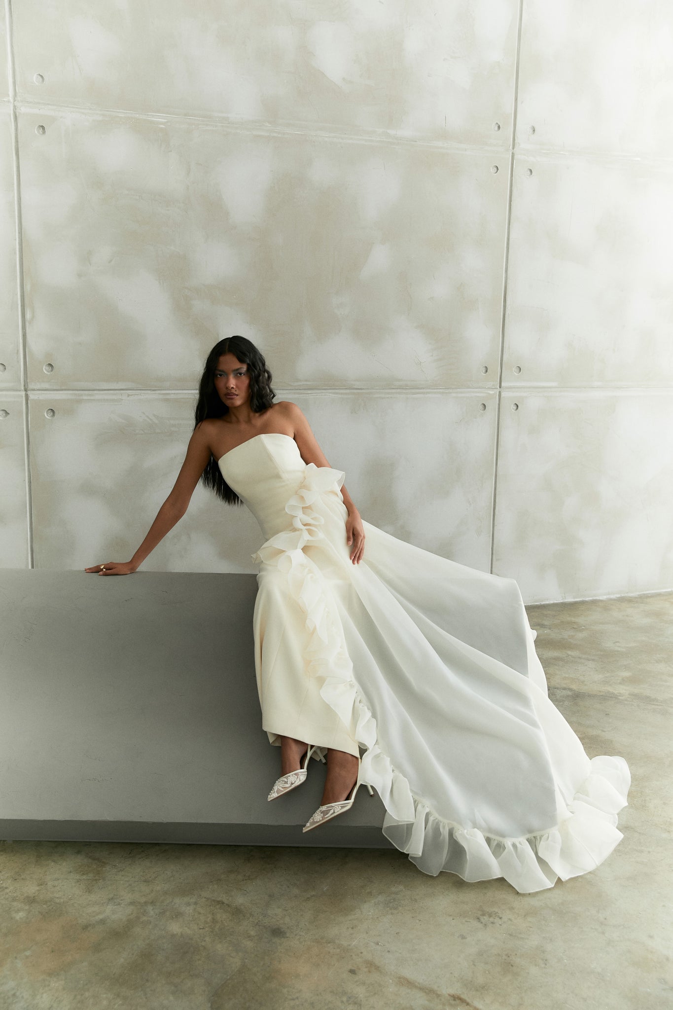 organza ruched dress Lily: Organza Jacquard Ball Gown with Ruched Bodice and Basque Waist