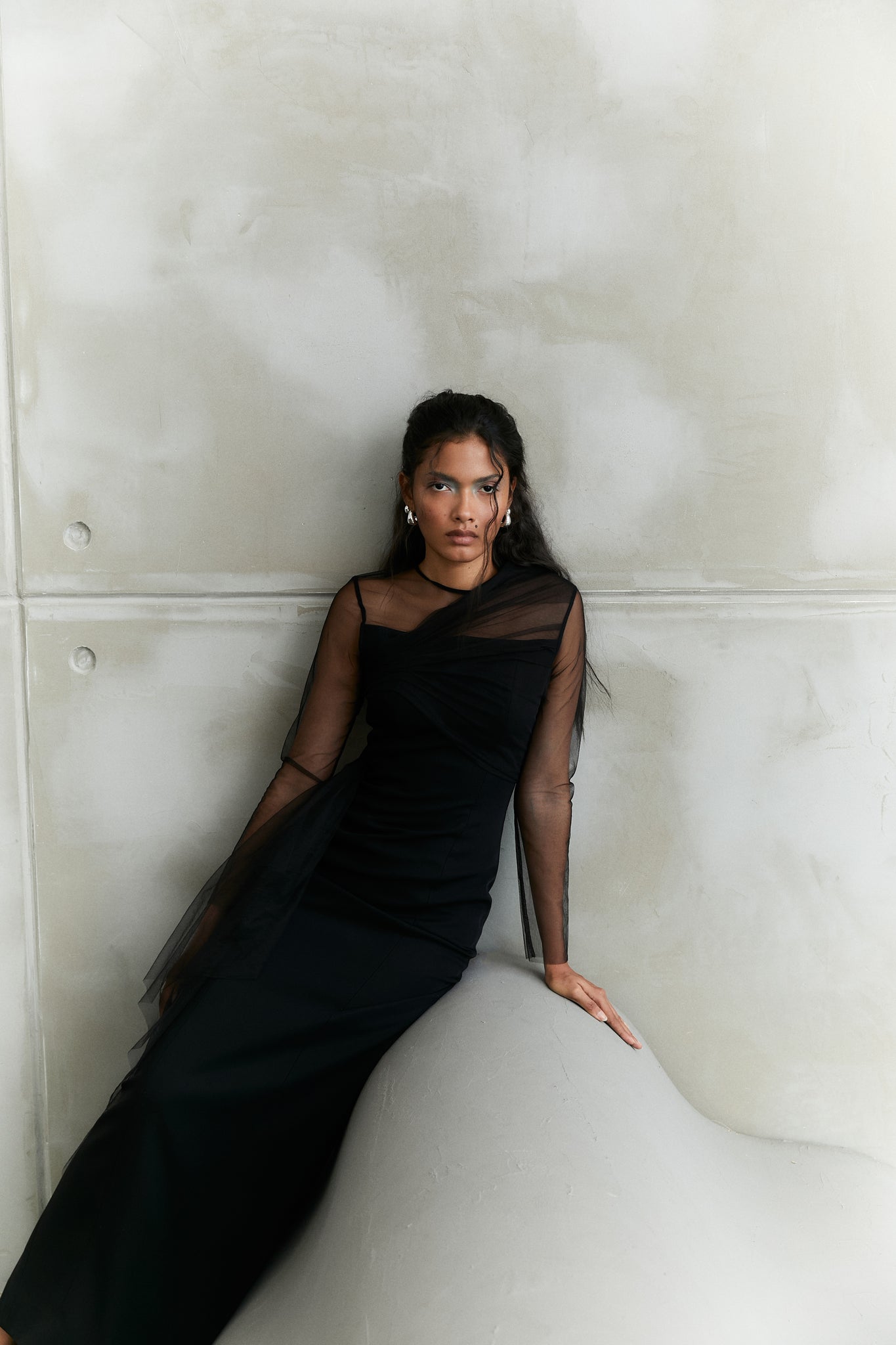 black sheer illusion dress Jluxlabel Women's Midnight Illusion Maxi Gown - Black