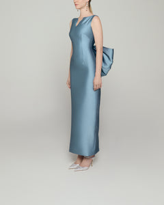 Sleeveless Pique Gown with corset back and oversized bow