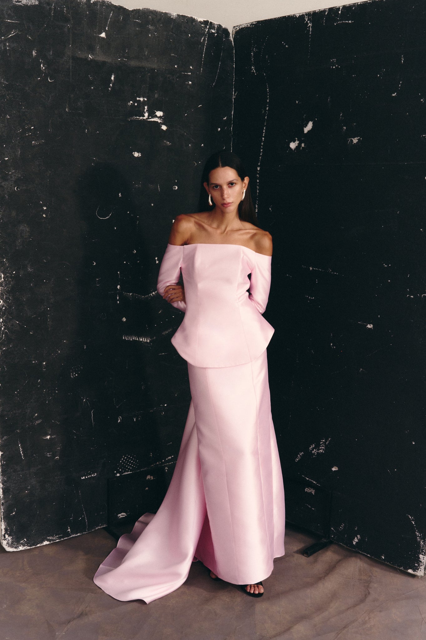 peplum dress with train Shop Now MNM Couture E0099