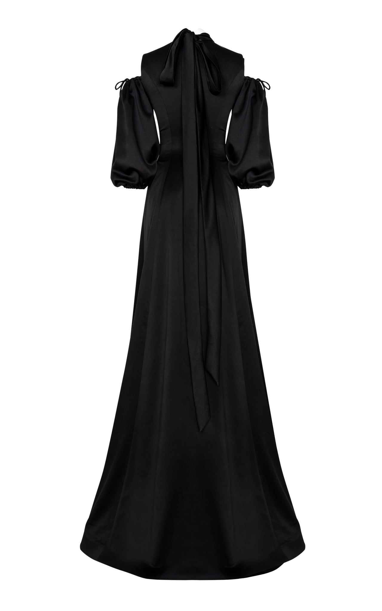 Black satin full length gown