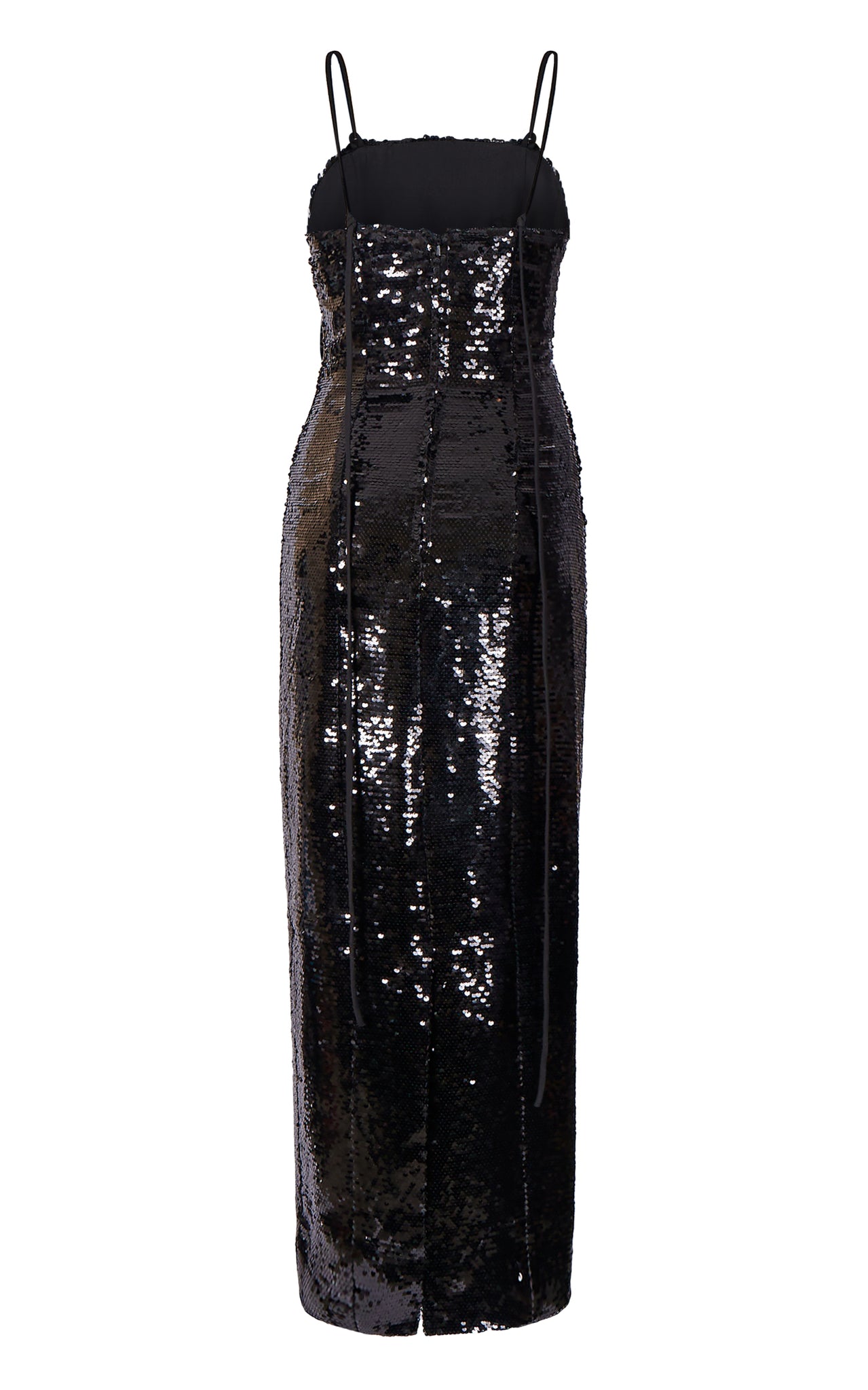 Black Sequined Gown with Shoulder Straps