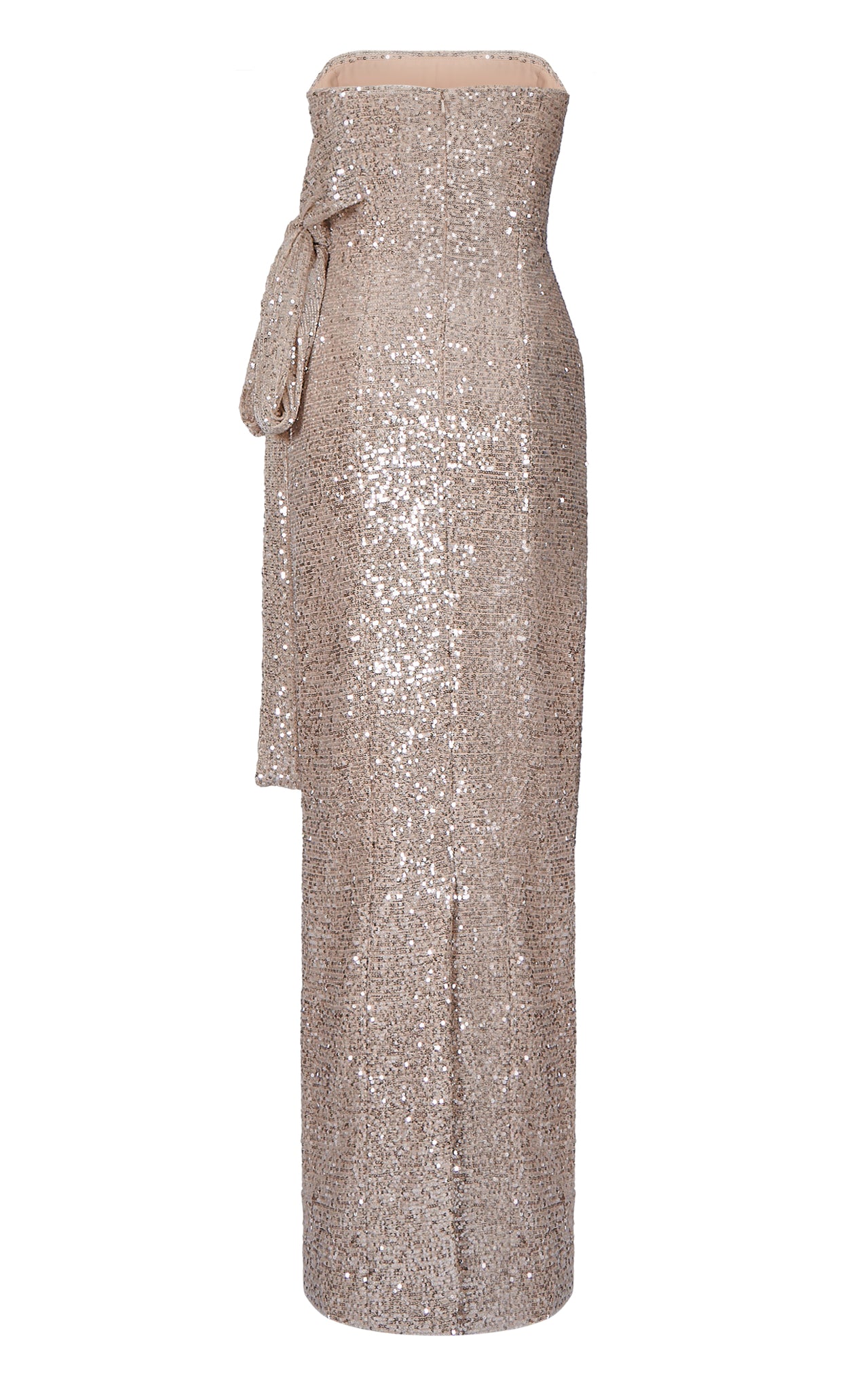 Strapless Sequin Gown with Waist Tie