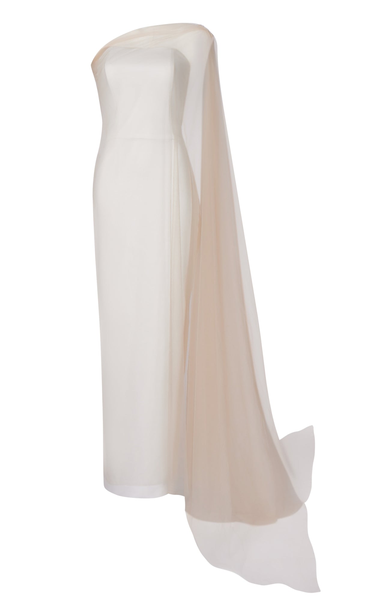 Off-white gown with Beige Tulle Overlay