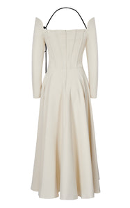Off Shoulder Crepe  Bone A line Gown