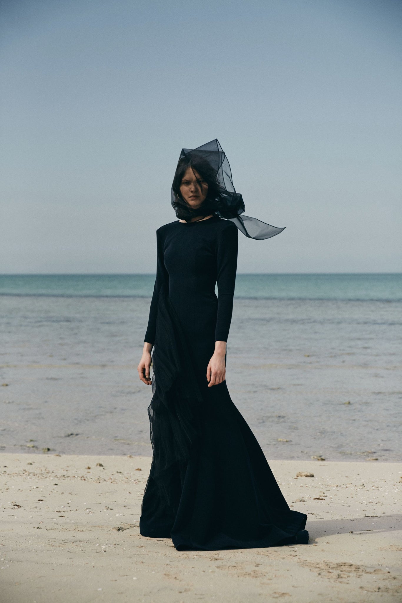 Black long sleeve gown