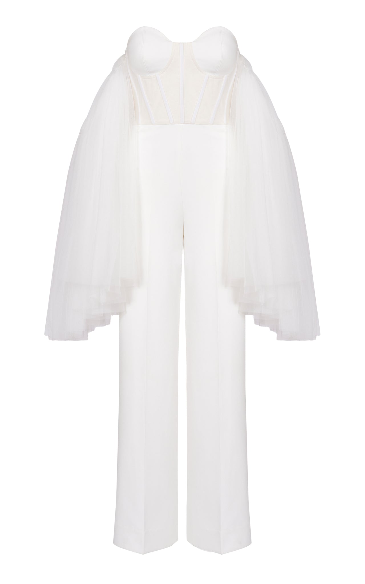 Wide Leg Jumpsuit with Statement Tulle Sleeves