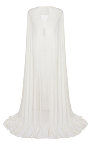 Strapless Gown with Stretch Cape Overlay