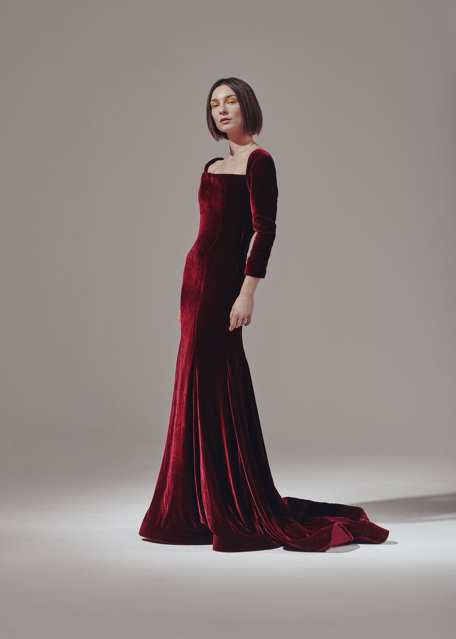 Long Sleeve Velvet Gown