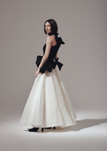 High Neck Silk Gazaar Tea Length Gown