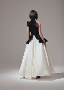 High Neck Silk Gazaar Tea Length Gown