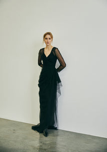 Black Tulle Gown with Satin Slip Dress