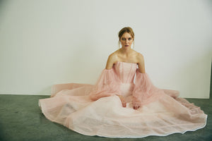 Tulle Ballgown with Gathered Tulle Sleeve