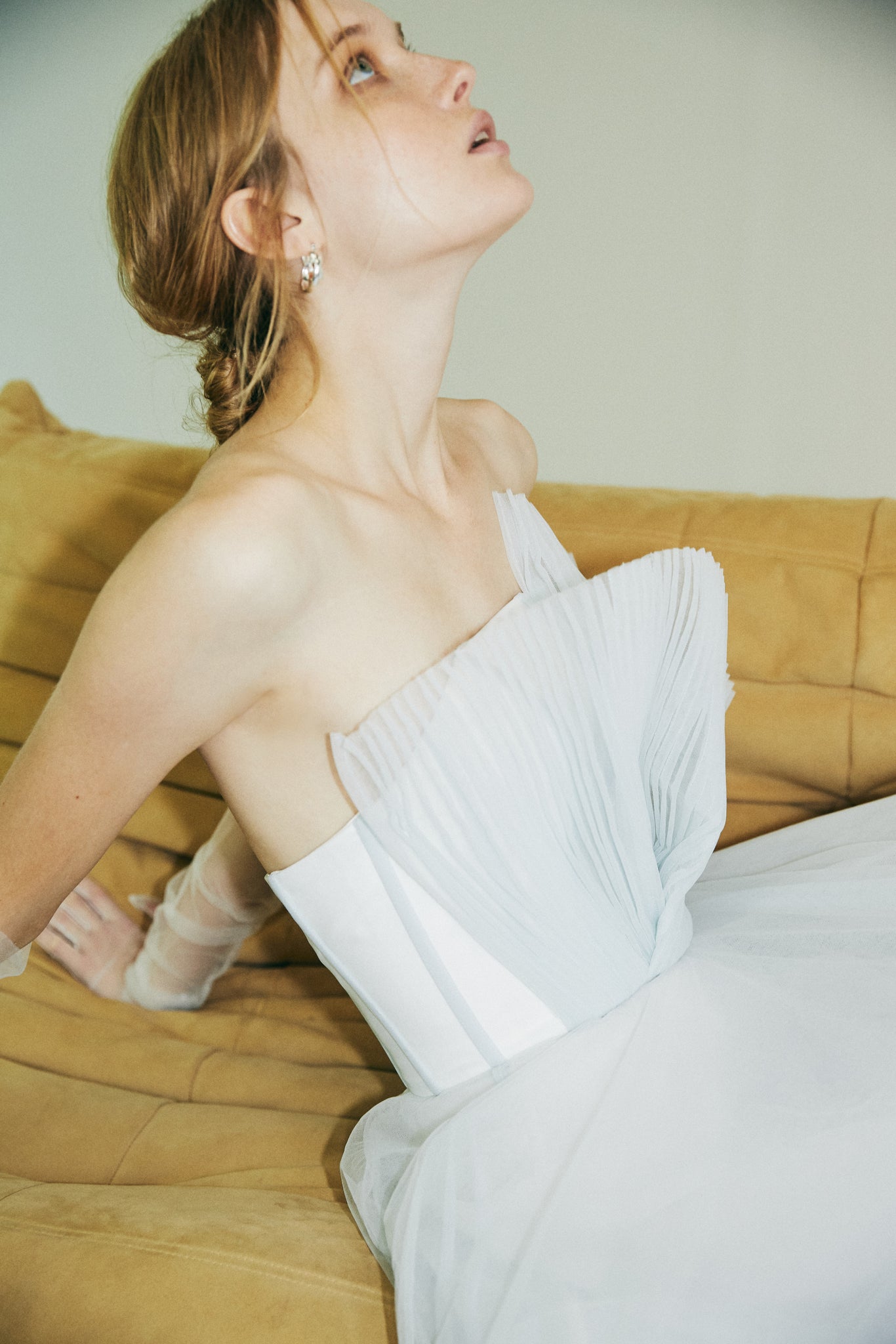 Strapless Gown with Pintuck Appliqué Bodice
